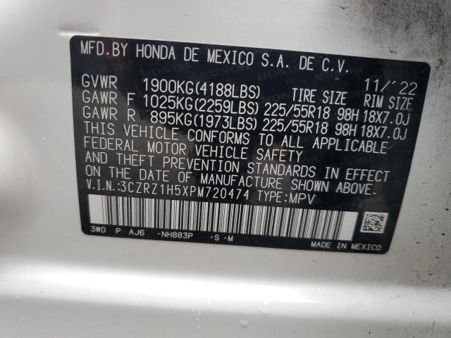 3CZRZ1H5XPM720474 - 2023 HONDA HR-V SPORT WHITE photo 13