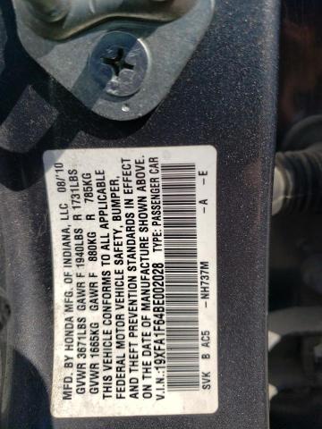 19XFA1F64BE002028 - 2011 HONDA CIVIC LX-S رمادي صورة 12