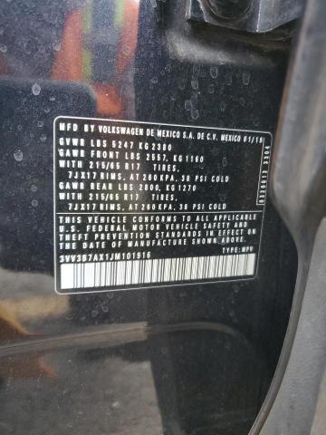 3VV3B7AX1JM101916 - 2018 VOLKSWAGEN TIGUAN SE Qara foto 13