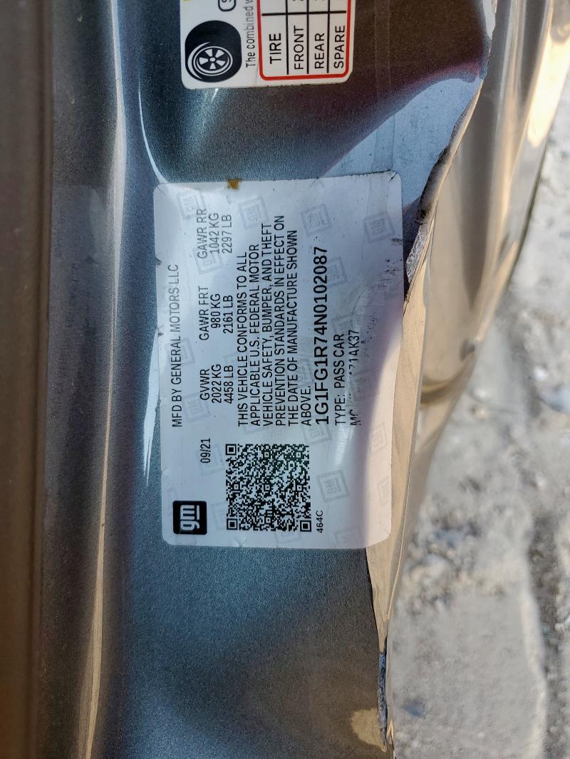 1G1FG1R74N0102087 - 2022 CHEVROLET CAMARO SS GRAY photo 11