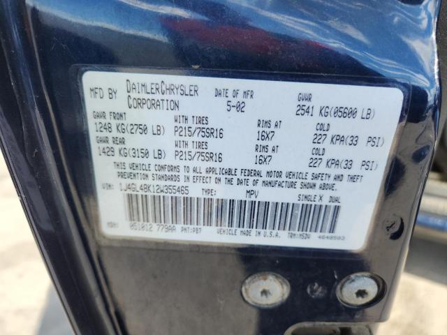 1J4GL48K12W355465 - 2002 JEEP LIBERTY SPORT 蓝色 照片 13