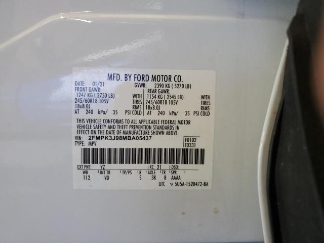 2FMPK3J98MBA05437 - 2021 FORD EDGE SEL WHITE photo 14