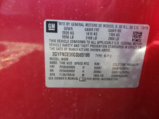 3GYFNCE36GS565186 - 2016 CADILLAC SRX PERFORMANCE COLLECTION Burgund zdjęcie 13