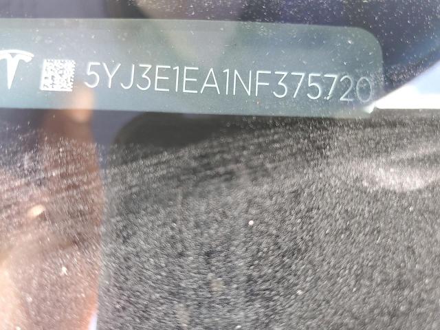 5YJ3E1EA1NF375720 - 2022 TESLA MODEL 3 BLUE photo 12