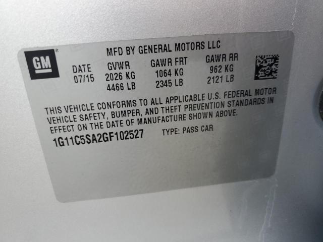 1G11C5SA2GF102527 - 2016 CHEVROLET MALIBU LIM LT SILVER photo 12