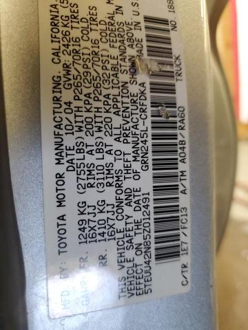 5TEUU42N85Z012491 - 2005 TOYOTA TACOMA ACCESS CAB SILVER photo 13