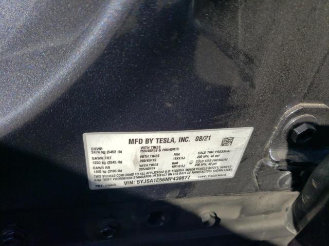 5YJSA1E56MF439677 - 2021 TESLA MODEL S GRAY photo 12