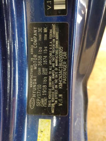 KMHCN3AC1BU200305 - 2011 HYUNDAI ACCENT SE BLUE photo 12