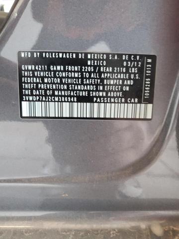 3VWDP7AJ2CM386948 - 2012 VOLKSWAGEN JETTA SE GRAY photo 13