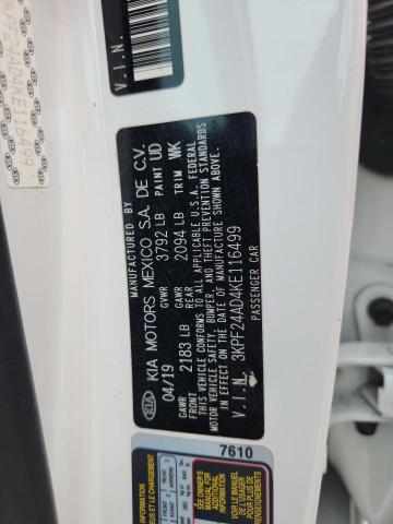 3KPF24AD4KE116499 - 2019 KIA FORTE FE 白色 照片 12