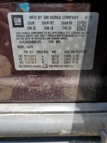 KL4CJASB5HB207475 - 2017 BUICK ENCORE PREFERRED PURPLE photo 13