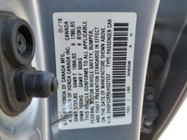 2HGFC2F59JH527257 - 2018 HONDA CIVIC LX 银色 照片 13