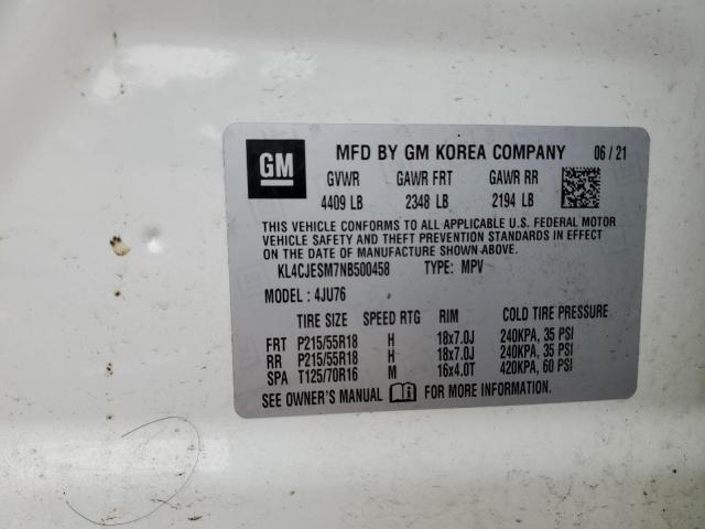 KL4CJESM7NB500458 - 2022 BUICK ENCORE PREFERRED WHITE photo 13