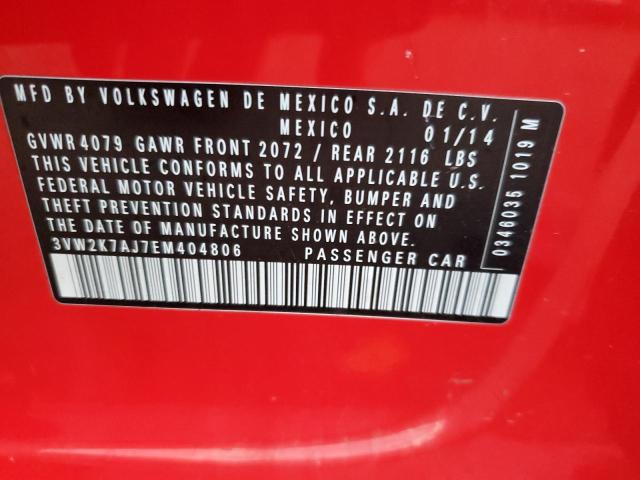 3VW2K7AJ7EM404806 - 2014 VOLKSWAGEN JETTA BASE Qırmızı foto 13