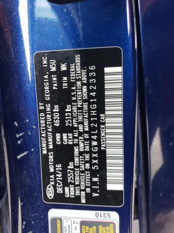 5XXGW4L21HG142336 - 2017 KIA OPTIMA SX BLUE photo 12