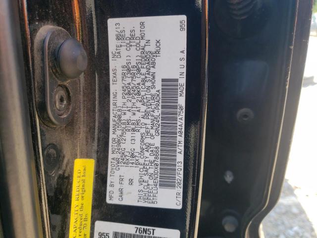 5TFLU4EN3DX078668 - 2013 TOYOTA TACOMA DOUBLE CAB BLACK photo 12