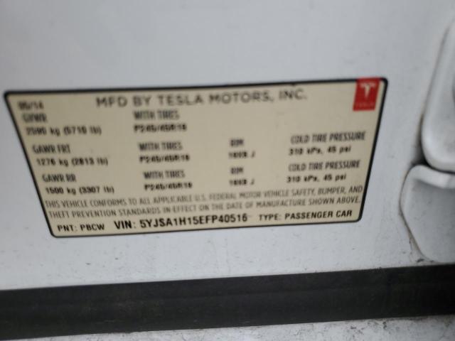 5YJSA1H15EFP40516 - 2014 TESLA MODEL S თეთრი ფოტო 12