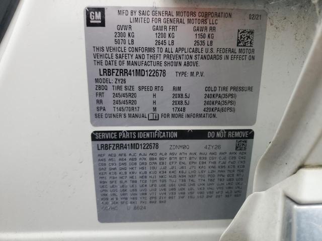 LRBFZRR41MD122678 - 2021 BUICK ENVISION AVENIR WHITE photo 13