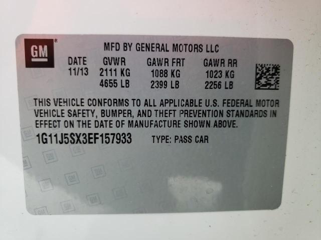 1G11J5SX3EF157933 - 2014 CHEVROLET MALIBU LTZ 白色 照片 12