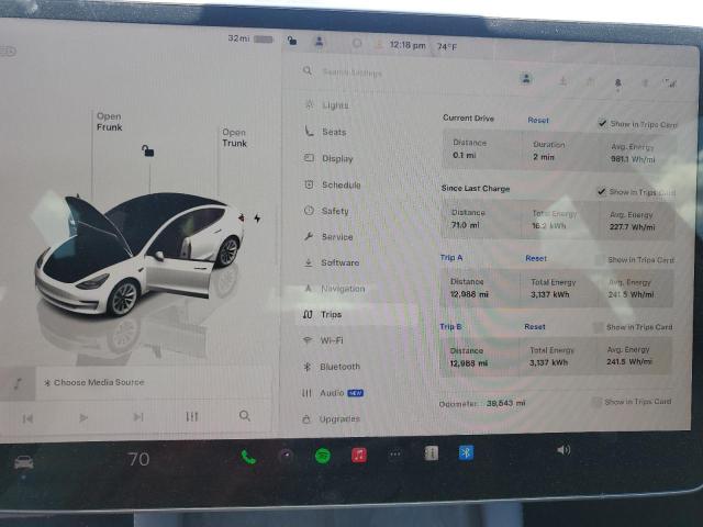 5YJ3E1EA8PF438573 - 2023 TESLA MODEL 3 WHITE photo 9