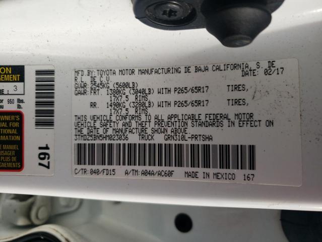 3TMDZ5BN5HM023036 - 2017 TOYOTA TACOMA DOUBLE CAB WHITE photo 12