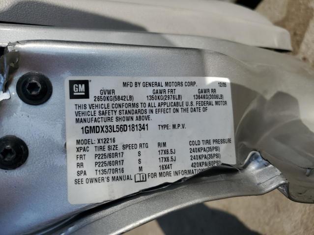 1GMDX33L56D181341 - 2006 PONTIAC MONTANA SV6 SILVER photo 12