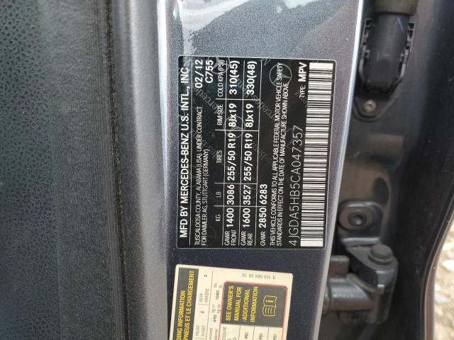 4JGDA5HB5CA047357 - 2012 MERCEDES-BENZ ML 350 4MATIC GRAY photo 13