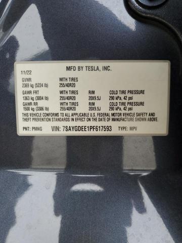 7SAYGDEE1PF617593 - 2023 TESLA MODEL Y 灰色 照片 12