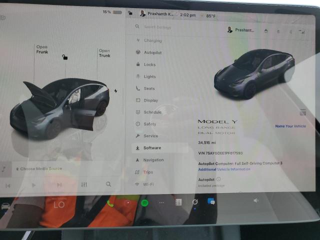 7SAYGDEE1PF617593 - 2023 TESLA MODEL Y 灰色 照片 9