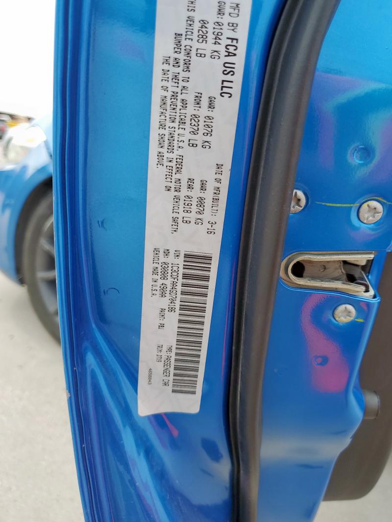 1C3CDFAA4GD704186 - 2016 DODGE DART SE 蓝色 照片 12