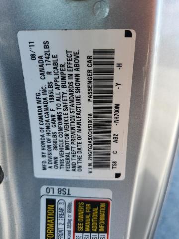 2HGFG3A5XCH510018 - 2012 HONDA CIVIC LX SILVER photo 12