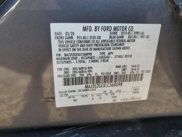 MAJ3S2GEXLC368098 - 2020 FORD ECOSPORT SE GRAY photo 13