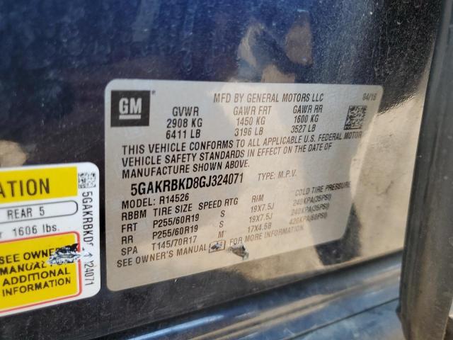 5GAKRBKD8GJ324071 - 2016 BUICK ENCLAVE BLUE photo 13
