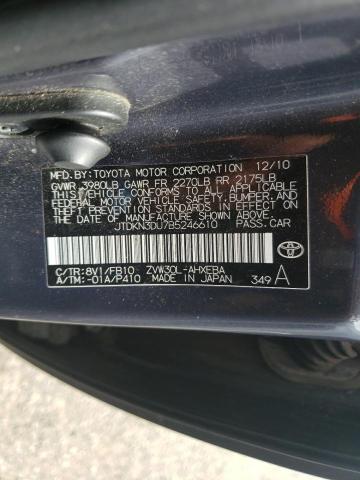 JTDKN3DU7B5246610 - 2011 TOYOTA PRIUS 灰色 照片 12