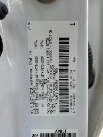 5TFUW5F11GX576050 - 2016 TOYOTA TUNDRA DOUBLE CAB SR/SR5 WHITE photo 13