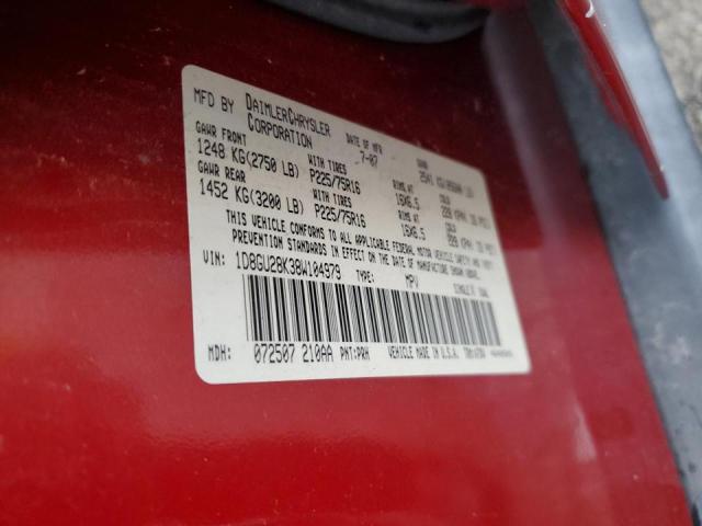 1D8GU28K38W104979 - 2008 DODGE NITRO SXT RED photo 12