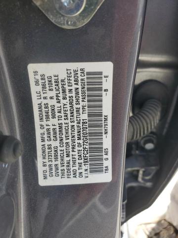 19XFC2F72GE070781 - 2016 HONDA CIVIC EX GRAY photo 12