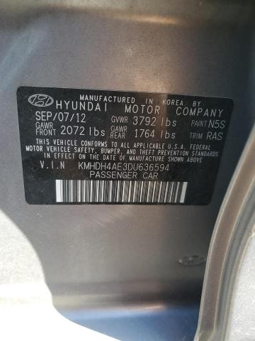 KMHDH4AE3DU636594 - 2013 HYUNDAI ELANTRA GLS SILVER photo 12