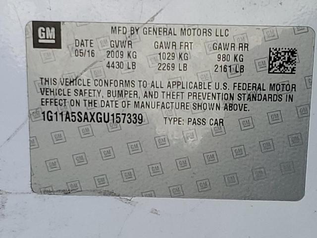 1G11A5SAXGU157339 - 2016 CHEVROLET MALIBU LIM LS 白色 照片 12