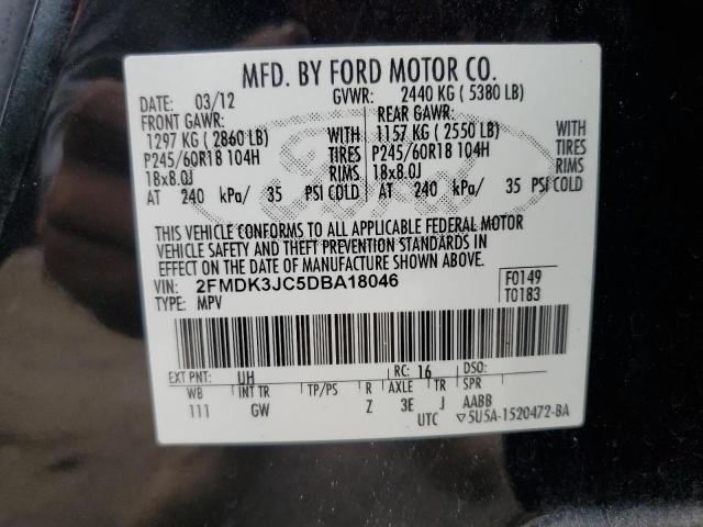 2FMDK3JC5DBA18046 - 2013 FORD EDGE SEL BLACK photo 13