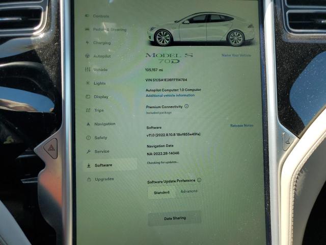 5YJSA1E26FF114794 - 2015 TESLA MODEL S WHITE photo 9