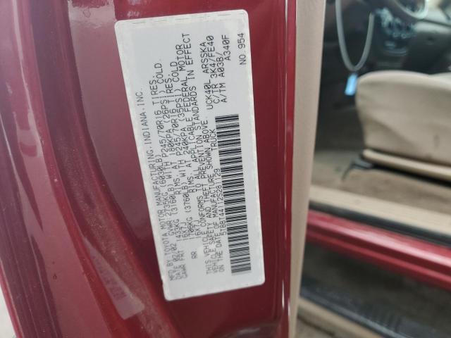 5TBBT44112S281129 - 2002 TOYOTA TUNDRA ACCESS CAB RED photo 13