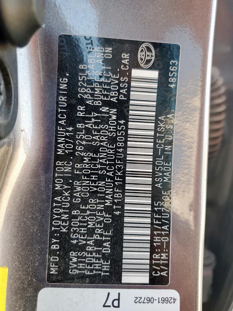 4T1BF1FK3FU480554 - 2015 TOYOTA CAMRY LE GRAY photo 13