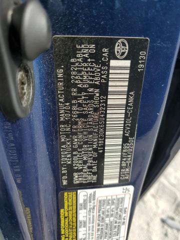 4T1BE30K65U432312 - 2005 TOYOTA CAMRY LE BLUE photo 12