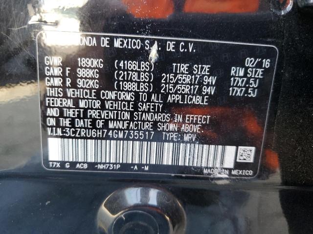 3CZRU6H74GM735517 - 2016 HONDA HR-V EXL BLACK photo 13