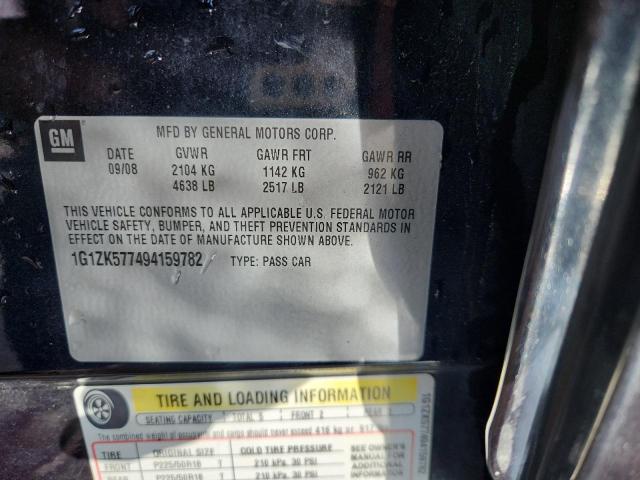 1G1ZK577494159782 - 2009 CHEVROLET MALIBU LTZ BLACK photo 12