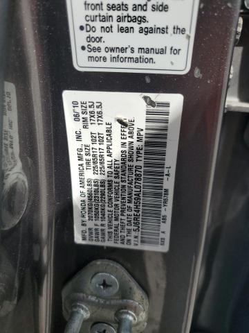 5J6RE4H59AL078870 - 2010 HONDA CR-V EX CHARCOAL photo 13
