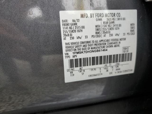 1FMSK7DH3NGB61464 - 2022 FORD EXPLORER XLT Qara foto 14