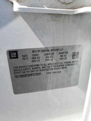 1G1ZB5ST2HF273321 - 2017 CHEVROLET MALIBU LS Ақ фото 12