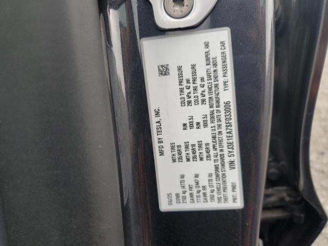 5YJ3E1EA7SF033006 - 2025 TESLA MODEL 3 BLACK photo 13